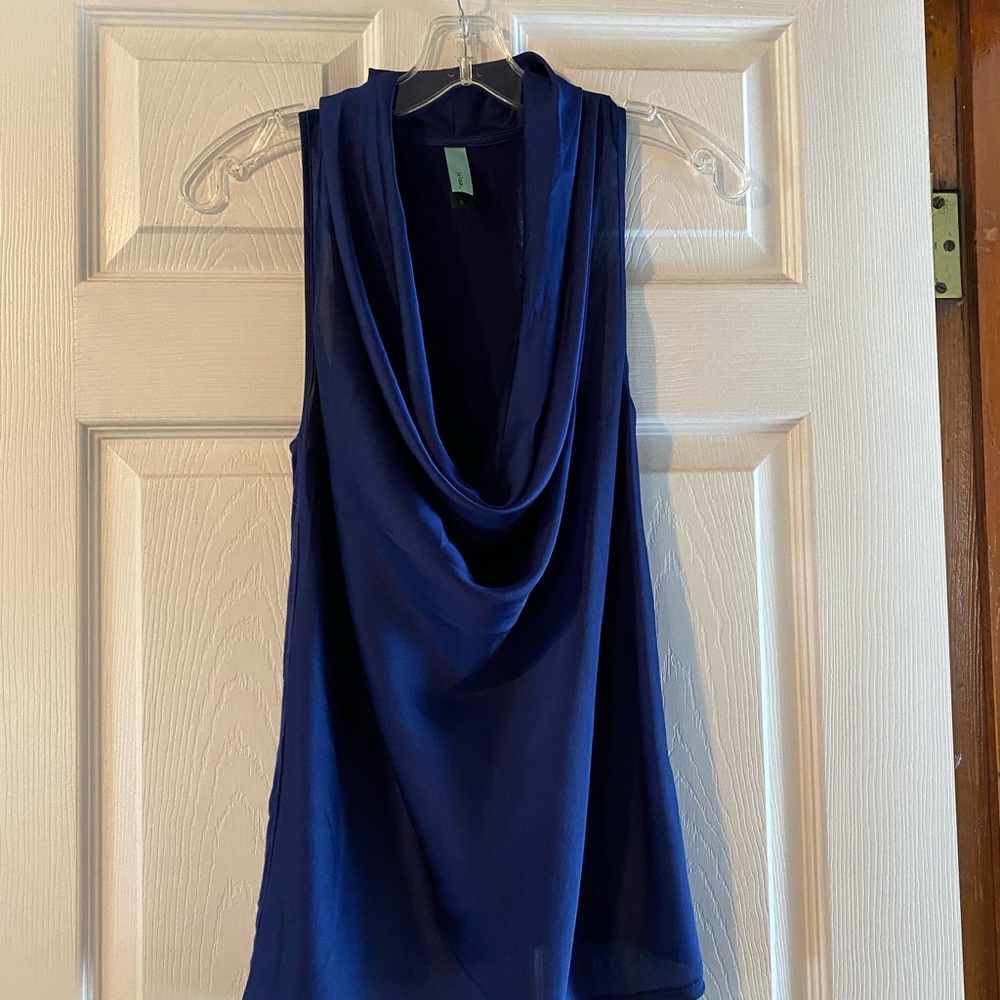 Women’s sleeveless blue drape top by Jaloux_